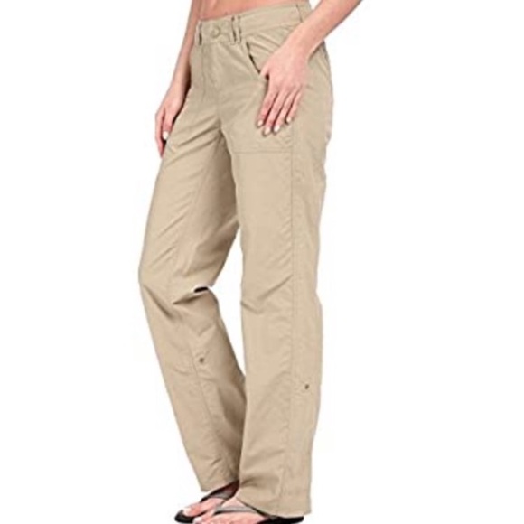 The North Face Cream and Tan Straight Leg hiking nylon Pants size 4 - Picture 1 of 12